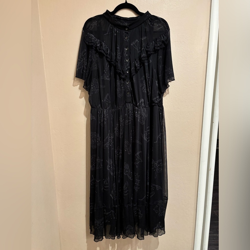 Nightfall Constellation Whimsygoth Black Midi Dress size 22/24 - Picture 4 of 10